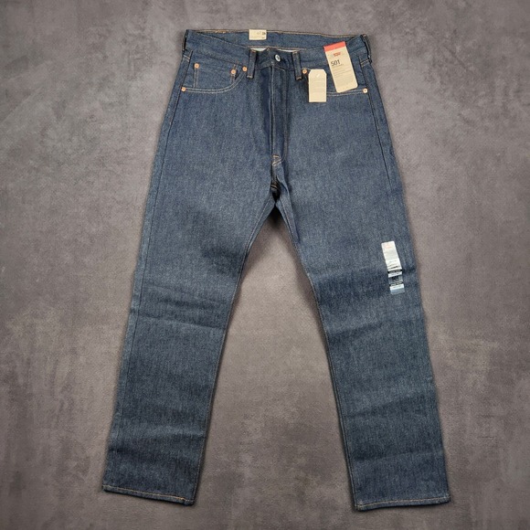 Levis 501 Jeans Mens 33x30 Rigid Blue Shrink To Fit Straight Leg Button Fly NEW